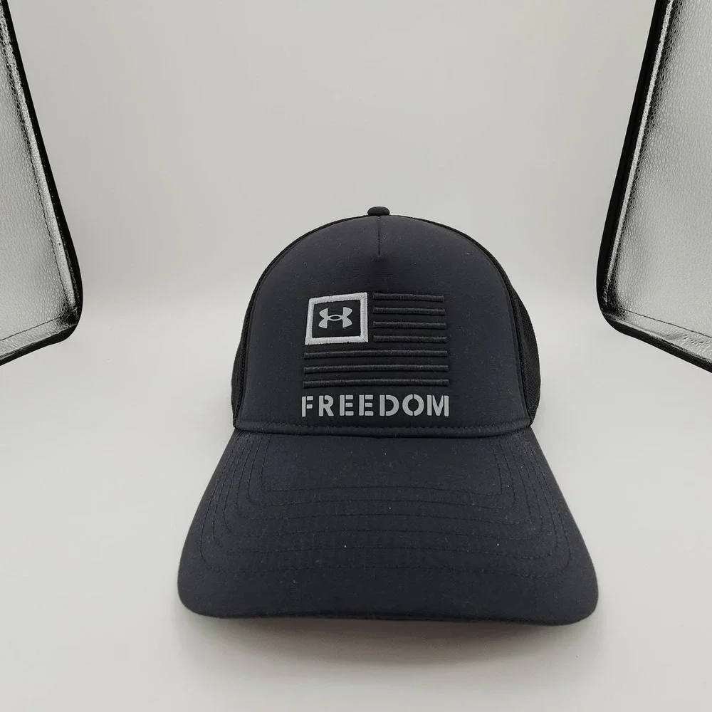 Under Armour UA Freedom Trucker Hat Adjustable Snapback Cap Black Mesh‎ Back NEW